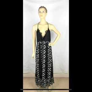 Lush Womens Floral Deep V Neck Lace Dress Black Size Medium Medium